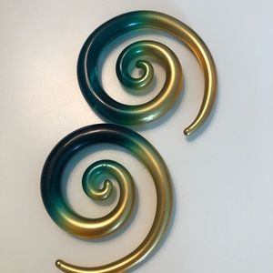 Green and Gold Spiral Gauges